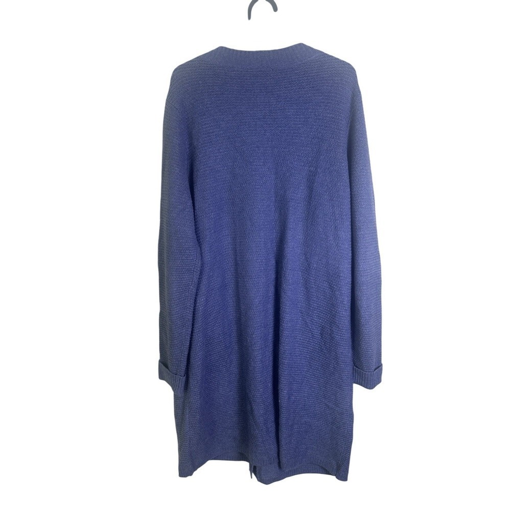J. Jill Long Blue Cardigan Sweater Medium Cozy Cotton Blend Coatigan Button Up L - Picture 2 of 4